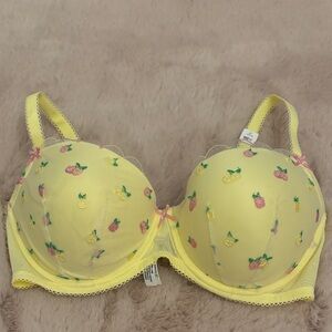 Yellow Bra with Fruit Embroidery